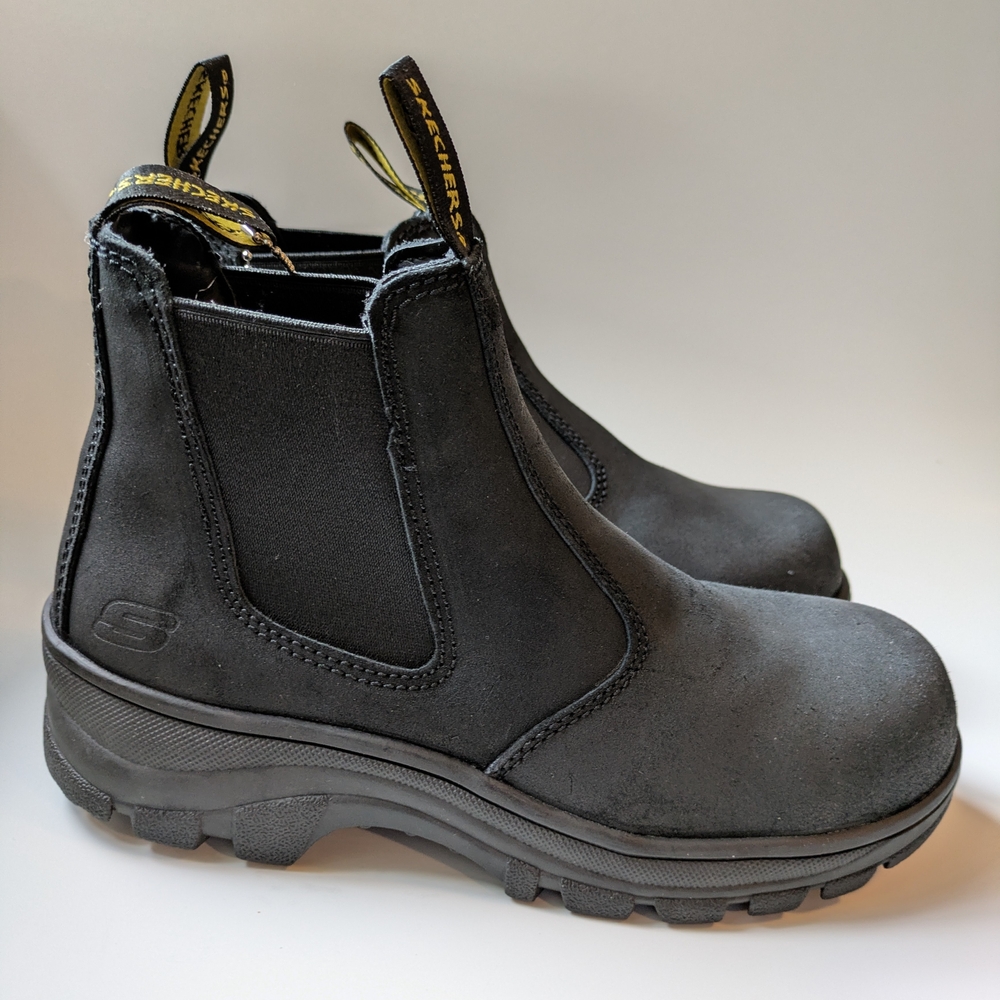 Skechers Black Ankle Booties Workshire Jannit 6.5 New